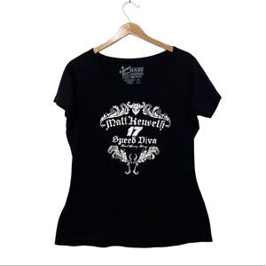 Chase Authentics NASCAR Graphic Black Silver Metallic Short Sleeves Size Large